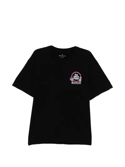 Edwin Ramen Pink T-shirt In Black