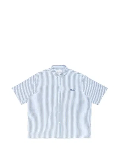 Edwin Toledo Ss Striped Short-sleeve Shirt In Blue
