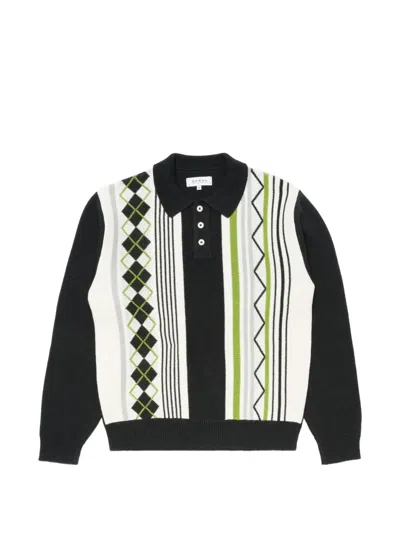 Edwin Tulla Argyle-knit Polo Shirt In Black