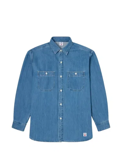 Edwin Work Button-up Denim Shirt In 블루