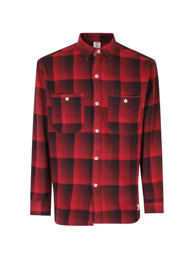Edwin Work Check-pattern Flannel Shirt In Red