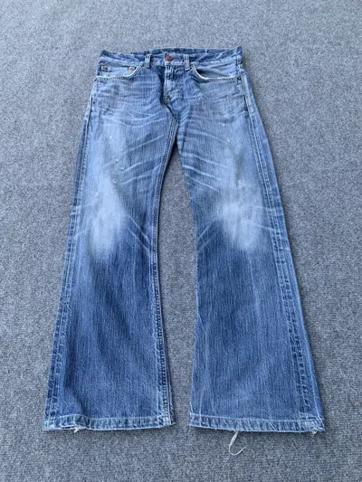 Pre-owned Edwin X If Six Was Nine Distressed Flare Edwin 503 Blue Trip Faded Blue In Faded Check