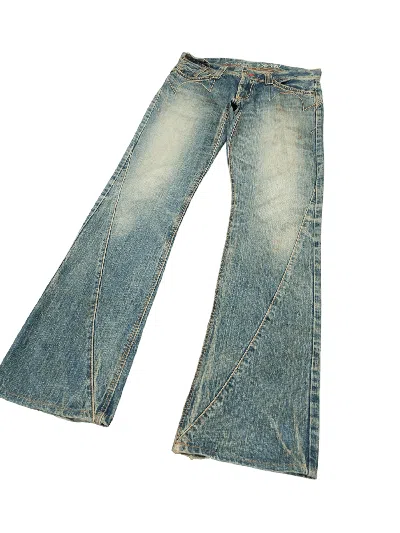 Pre-owned Edwin X If Six Was Nine Flare Jeans Edwin Buckle Back Distress Faded Boot Cut Y2k In Blue