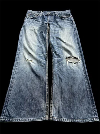Pre-owned Edwin X If Six Was Nine Flarevintage Edwin Distress Jeans Nice Design In Blue