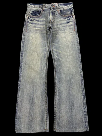 Pre-owned Edwin Xvs Japan Light Wash Distressed Flare Denim F944 In Blue