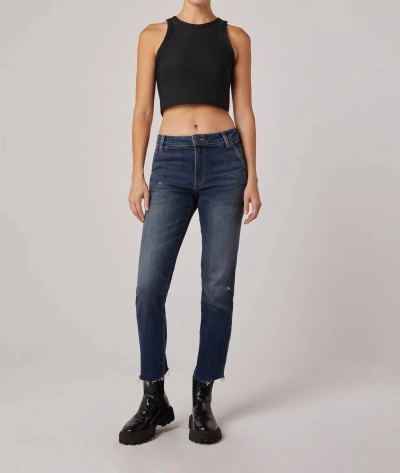 Edyson Charlie High Rise Utility Straight Jeans In Dark Newbury Wash In Multi
