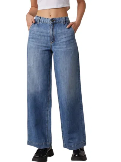 Edyson Powell High Rise Wide Leg Trouser Jeans In Medium Fleet In Multi