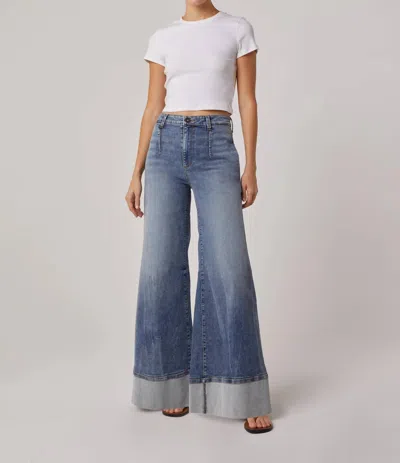 Edyson Steve High Rise Wide Leg Jeans In Medium Nona Wash In Blue