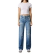 Edyson Vincent High Rise Long Wide Leg Jeans In Medium Maggio Wash In Multi