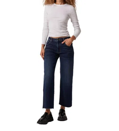 Edyson Vincent Mid Rise Wide Leg Jeans In Dark Duval Wash In Multi