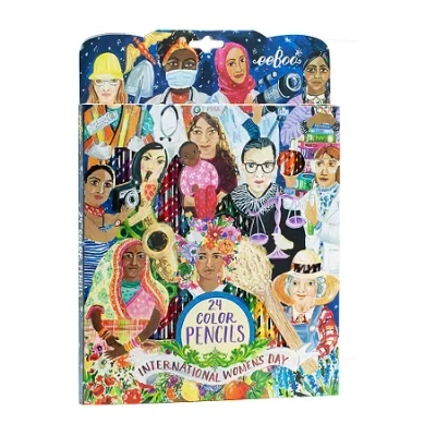 Eeboo International Women's Day 24 Color Pencils Premium Colored Pencils In 24 Different Shades 24-pc. Col In Transparent