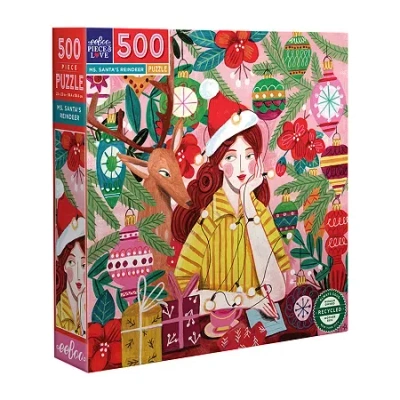 Eeboo Ms. Santa Reindeer 500-pc. Puzzle In Transparent