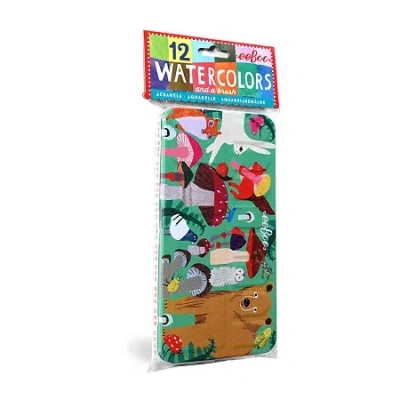 Eeboo Mushroom Watercolors Paint Set/12 Colors 2-pc. Coloring Set In Green