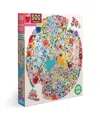 Eeboo Piece And Love Blue Bird Yellow Bird Adult Round Jigsaw Puzzle In Multi
