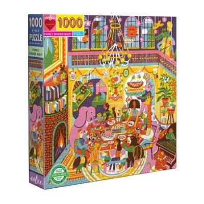 Eeboo Piece And Love Family Dinner Night 1000 Piece 1000-pc. Puzzle In Transparent