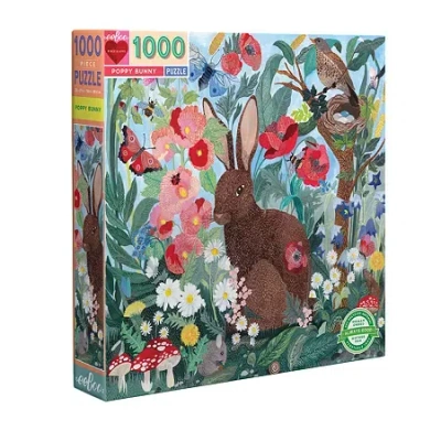 Eeboo Piece And Love Poppy Bunny 1000 Piece Square Adult Jigsaw 1000-pc. Puzzle In Transparent