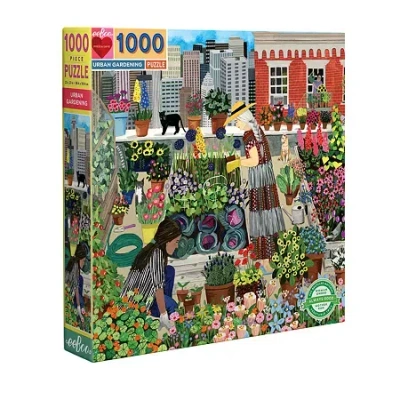 Eeboo Piece And Love Urban Gardening 1000 Piece Square Adult Jigsaw 1000-pc. Puzzle In Transparent