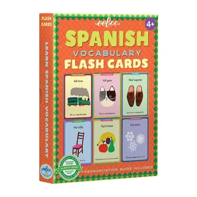 Eeboo Spanish Vocabulary Flash Cards For Kids 56-pc. Card Game In Multi