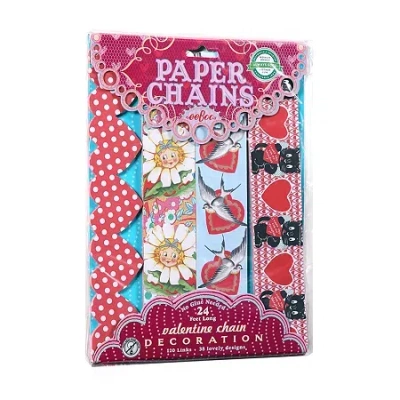 Eeboo Valentine Paper Chain - 120 Links Paper Craft In Pink