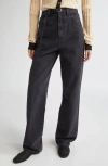 Eenk Belted High Waist Staight Leg Jeans In Black