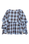 Eenk Check Transformable Layered Top In Blue