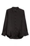 Eenk Classic Satin Button-up Shirt In Black