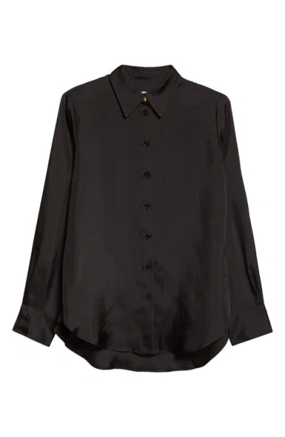 Eenk Classic Satin Button-up Shirt In Black