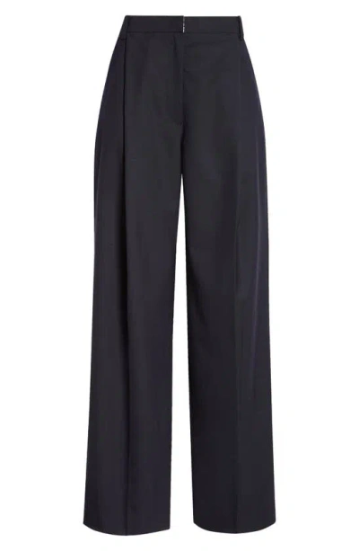 Eenk Classic Straight Leg Wool Blend Trousers In Navy