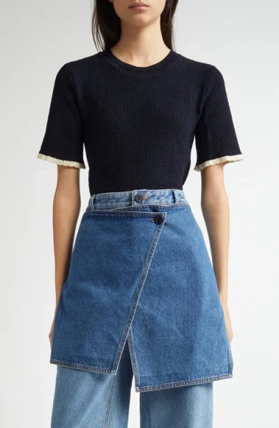 Eenk Contrast Knit Top In Navy