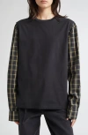 Eenk Contrast Long Sleeve Top In Black