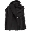 Eenk Fringed Wool Jacket With Scarf Detail In Black