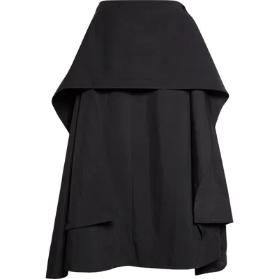 Eenk Layered Cotton & Nylon Skirt In Black