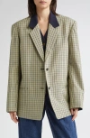 Eenk Layered Single Breasted Check Blazer In Green