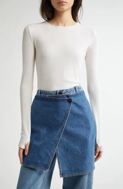 Eenk Long Sleeve Cotton Rib T-shirt In Ivory