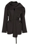 Eenk Oversize Shawl Collar Wool & Cashmere Coat In Black
