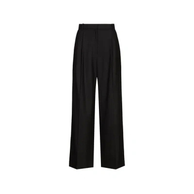 Eenk Pantalon Droit À Plis En Laine In Black