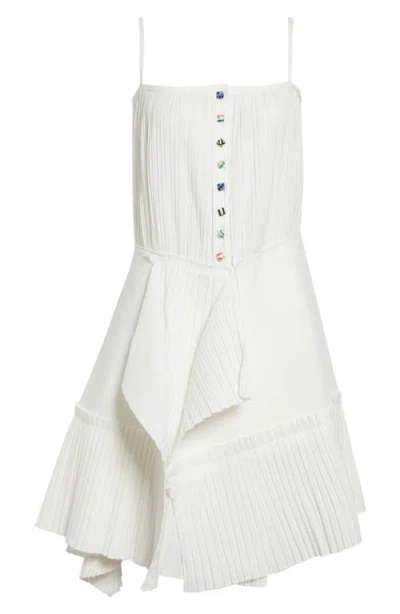 Eenk Pleated Asymmetric Dress In White