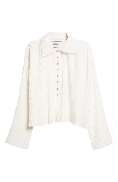 Eenk Pleated Button-up Shirt In White