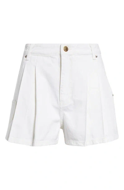 Eenk Pleated Denim Shorts In White