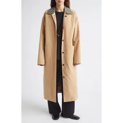 Eenk Reversible Contrast Panel Cotton Coat In Brown