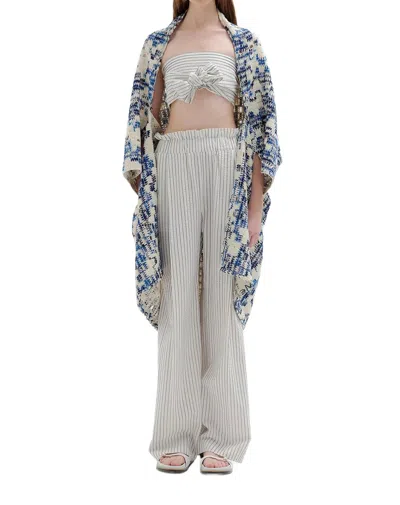 Eenk Saint Shawl Coat In Blue/ivory In Transparent