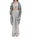 Eenk Saint Shawl Coat In Blue/ivory In Multi