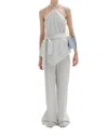 Eenk Sana Haltered Top In Ivory/blue Stripe In Gray