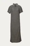 EENK SICILIA SHORT SLEEVE TIE BACK DRESS IN NAVY/BEIGE STRIPE