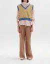 EENK SIKI TRIMMED KNIT VEST IN YELLOW/BLUE MULTI