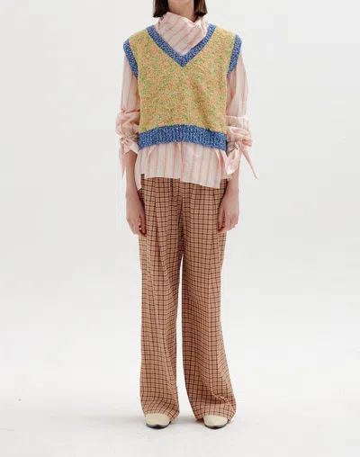 Eenk Siki Trimmed Knit Vest In Yellow/blue Multi