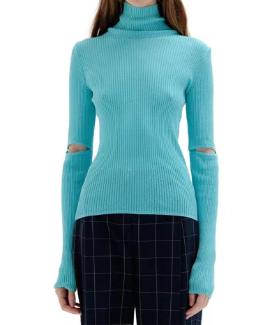Eenk Solly Ribbed Knit Pullover In Sky Blue
