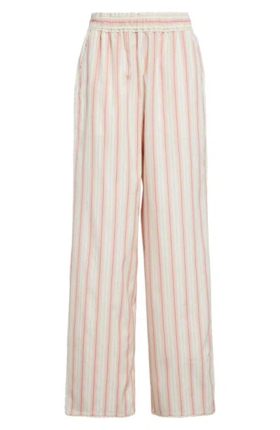 Eenk Stripe Lace Trim Pants In Pink Stripe