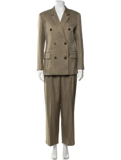 Pre-owned Eenk Tweed Pattern Pantsuit In Green