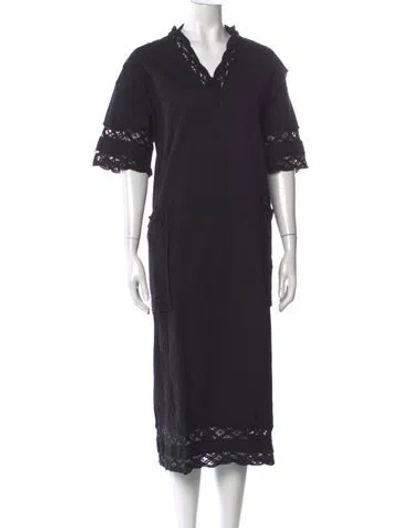Pre-owned Eenk V-neck Long Dress In Black